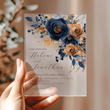 Casamento Floral Azul Marinho Terracota Elegante