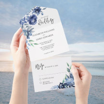 Casamento Floral Azul Poeirento Marinho