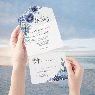 Casamento Floral Azul Poeirento Marinho