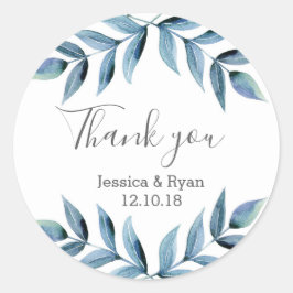 Casamento floral azul Roxo Obrigado adesivos