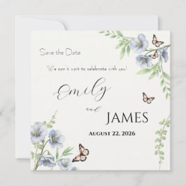 Casamento Floral Azul Salve a Data