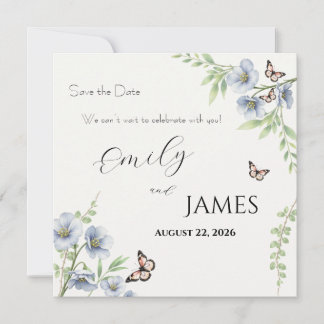 Casamento Floral Azul Salve a Data