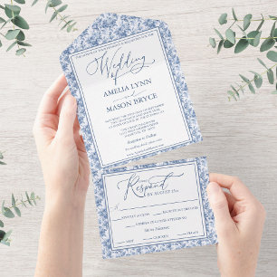 Casamento Floral Azul Vintage, Vitoriano Toile