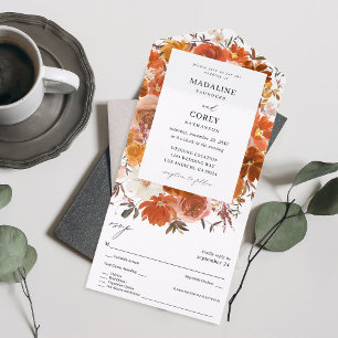 Casamento Floral B Vermelho e Laranja