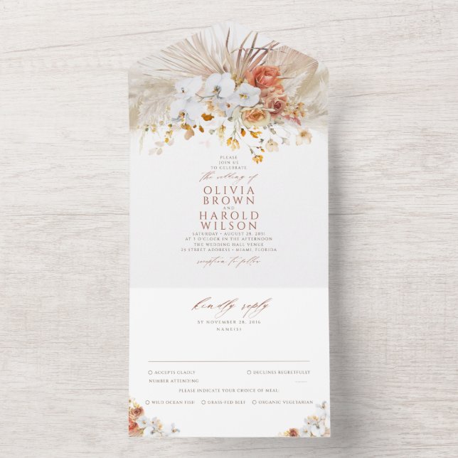 Casamento Floral Boho de Terracotta Grass Grass (Inside)