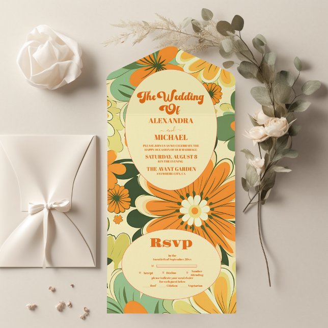 Casamento Floral Boho Groovy Retro (Criador carregado)