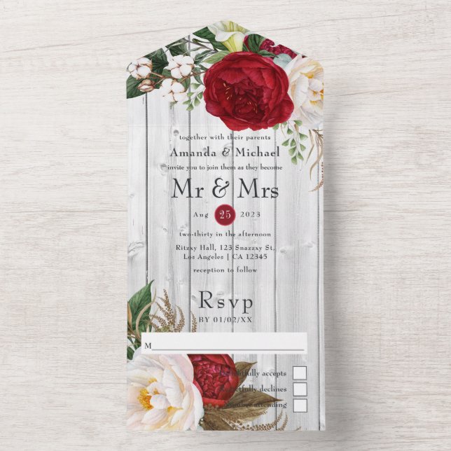 Casamento Floral Boho Vermelho e Branco País Rústi (Interno)