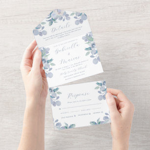 Casamento Floral bonito Pastel Blue Watercolor