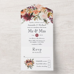 Casamento Floral Bordo Peach Watercolor