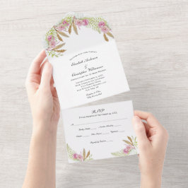 Casamento Floral Botânico Rosa Verde Boho