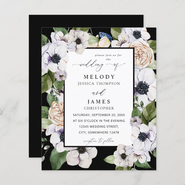 Casamento Floral Branco da Anêmona Orçamental - Pr (Frente/Verso)