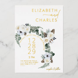 Casamento Floral Branco Pinecone Winter Greenery
