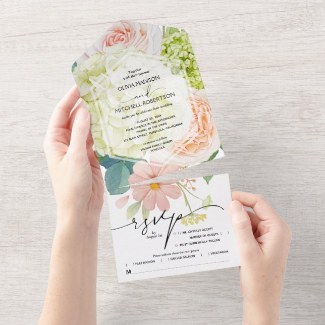 Casamento Floral Branco Rosa Verde (Tearaway)