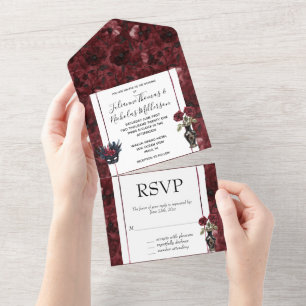 Casamento Floral Burgundy Red Blush