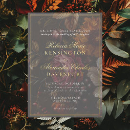 Casamento Floral Caligrafia Quadro Dourado Sombrio