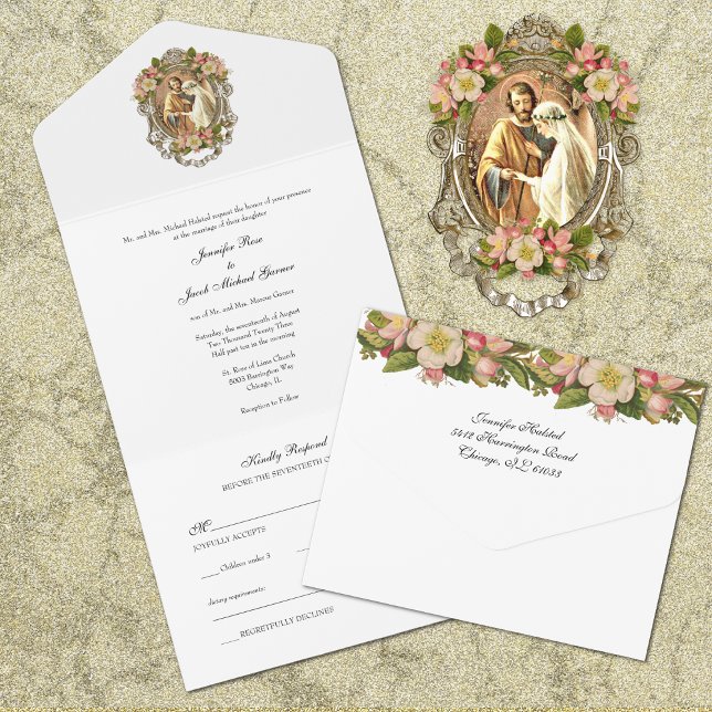 Casamento Floral Católico Simples e Dourado Elegan (Criador carregado)