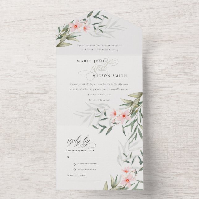 Casamento Floral Clássico Elegante Blush Greenery (Inside)