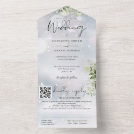 Casamento Floral Código QR Folhagem de Inverno