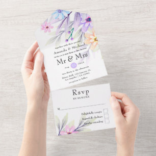 Casamento Floral Colorido Pastel Watercolor