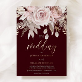 Casamento Floral com Borgonha Intenso e Rosa Doura