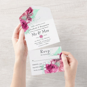 Casamento Floral Cor-de-Rosa e Mint, Tudo em Um Co