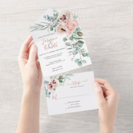Casamento Floral Cor-de-Rosa-Esbranquiçada e Aquar
