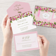 Casamento Floral Cor-de-Rosa Esbranquiçada Elegant