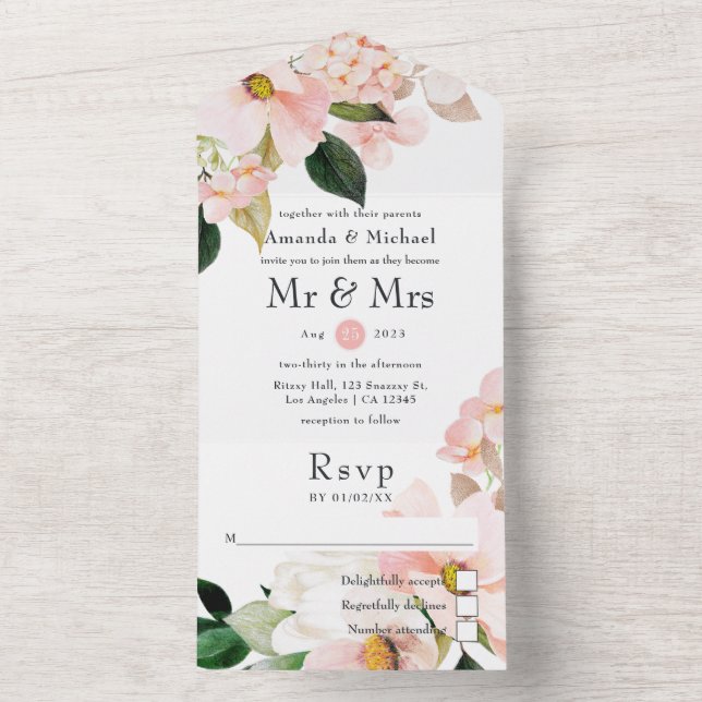 Casamento Floral Cor-de-Rosa Pastel Blush (Interno)