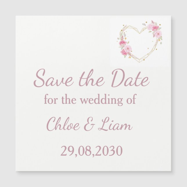 Casamento Floral Coração Rosa Aquarela (Frente)