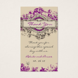 Casamento Floral Da Cinza Roxa Obrigado Tag