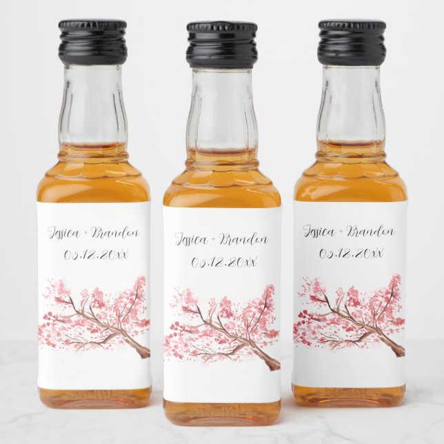 Casamento Floral das Flores de Aquarelas de Cereja (Garrafas)