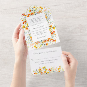 Casamento Floral das Flores Selvagens de Aquarela 