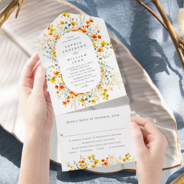Casamento Floral das Flores Selvagens de Aquarela  (Criador carregado)