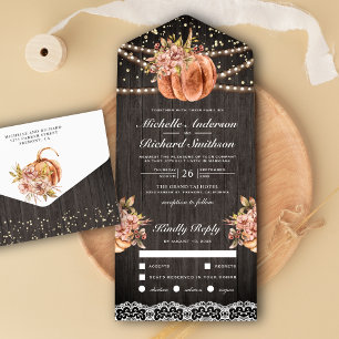 Casamento Floral de Abóbora de Madeira Rústica Out