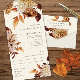 Casamento Floral de Aquarela de outono Elegante