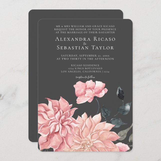 Casamento Floral de Aquarela Elegante (Frente/Verso)