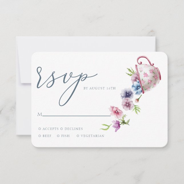 Casamento Floral De Aquarela Elegante Rsvp (Frente)