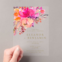 Casamento Floral de Aquarela Rosa-Brilhante Elegan
