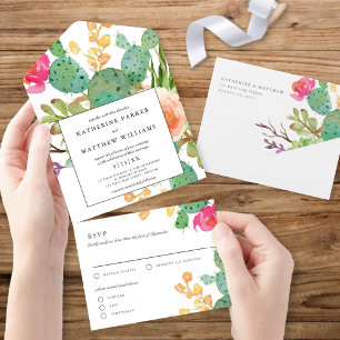 Casamento Floral de Aquarela Suculente Elegante