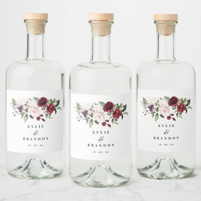 Casamento Floral de Blush de Cor-de-Água Rosa (Garrafas)