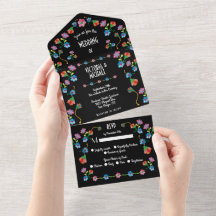 Casamento Floral De Bordado De Fiesta Mexicano Em 