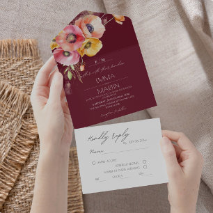 Casamento Floral de Borgonha e Cadeado Vermelho