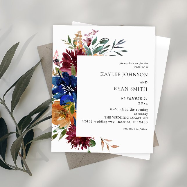 Casamento Floral de Borgonha e Marinho Queda de Or (Criador carregado)