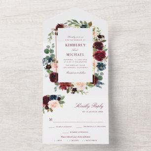 casamento floral de burgundy e blush de aquarela