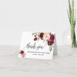 Casamento floral de cartões de agradecimentos boho