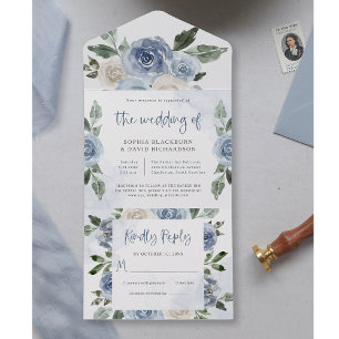 Casamento Floral de Cor Azul Elegante