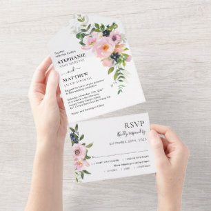 Casamento Floral de Cor de Água Rosa Espelhada Mod
