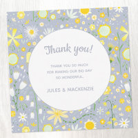 Casamento Floral De Flor Azul Botânico Agradecemos