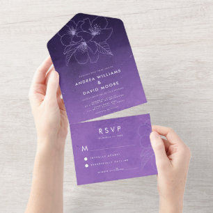 Casamento Floral de Galáxia com Estrelas Roxas
