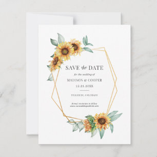 Casamento Floral de Girassol Salvar a Data